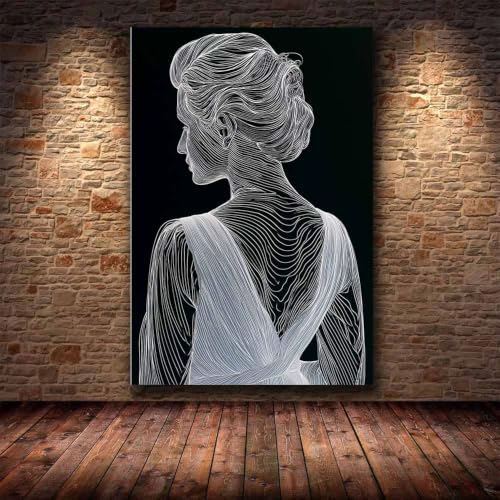 Peinture sur toile noir et blanc affiche murale minimaliste dos féminin cadre 20x30