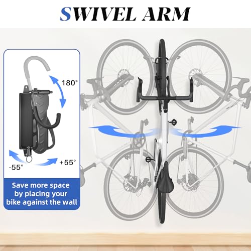 WELDUN Bike Wall Mount 2 Set, Bike Hanger Rack, Swivelling Bike Holder - Image 3