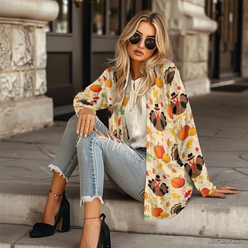 Image of Women's Lightweight Cardigans with Pockets Trendy Long Sleeve Open Front Cardigan Casual Tops Jackets Fall Oufits S-2XL