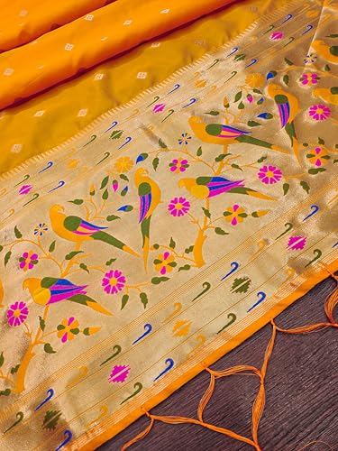 Image of DEVANGI Women's Woven Paithani Banarasi Silk Dupatta /Chunni For Women, Floral Print 1 Meter Wide and 2.3 Meter Length Printed Designer Dupatta /Chunni For Girls