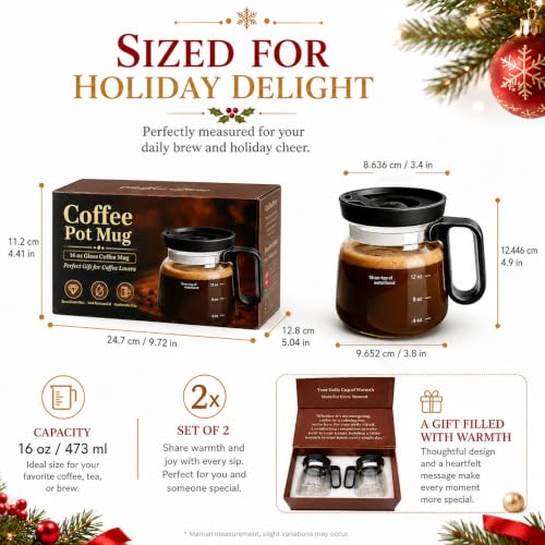 2 Pack 16oz Coffee Pot Mug,Mini Brew Coffee Pot Coffee Mug,with Leak-Proof Lid,Beautifully Gift‑Boxed,Ideal Coffee Gift for Coffee Lovers - Image 3