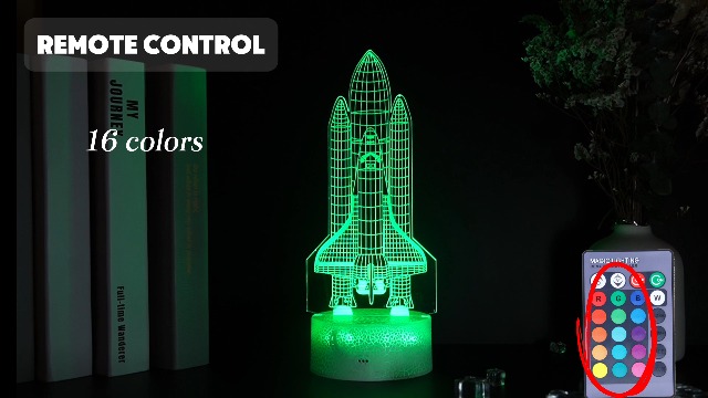 Image of Space Shuttle Night Light, Space Shuttle Gifts, Rocket 3D Illusion Lamp with 16 Colors Changing, Timer, 4 Flash Modes and Dimmable, Kids Boys Girls Room Decoration, Holiday Xmas Spaceship Gifts