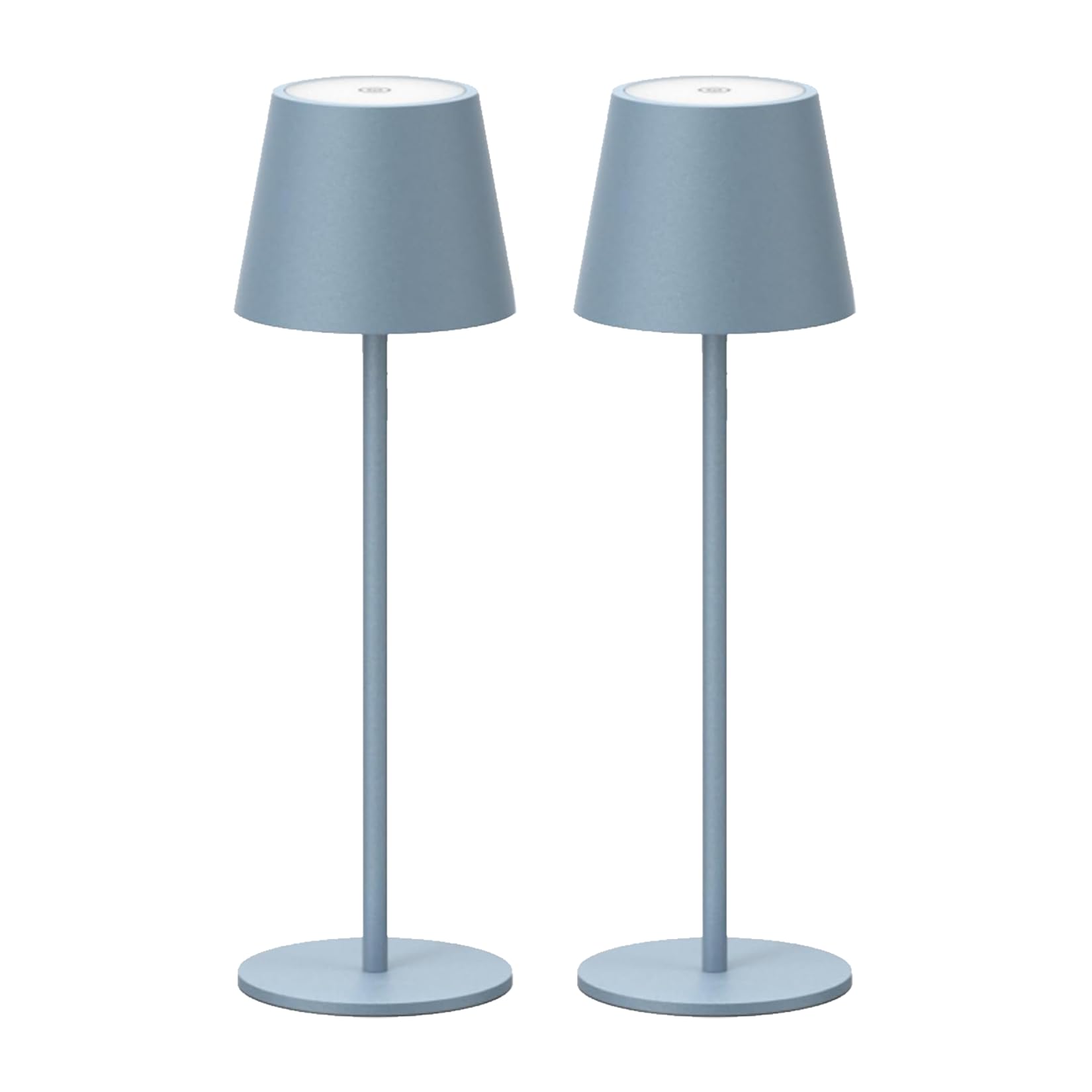 Klighten 2 Piezas LED Recargable Lámpara de escritorio Azul con batería, Regulable Lámpara de mesa con USB-C Carga para Interiores y Exteriore, 3000K de Luz Cálida, Aluminio, Imperméable IP54