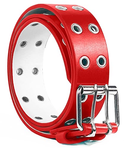 Belle Donne Leather Belt, Double Grommet, Women's Belt, Punk Style, Adjustable Size