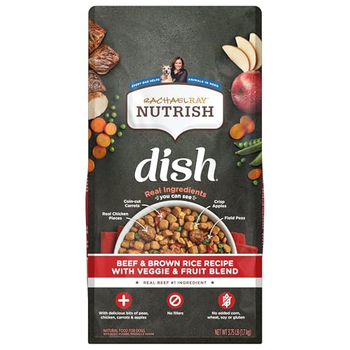 Rachael Ray Nutrish Dish Premium Natural Dry Dog Food, Beef & Brown Rice Recipe with Veggies, Fruit...