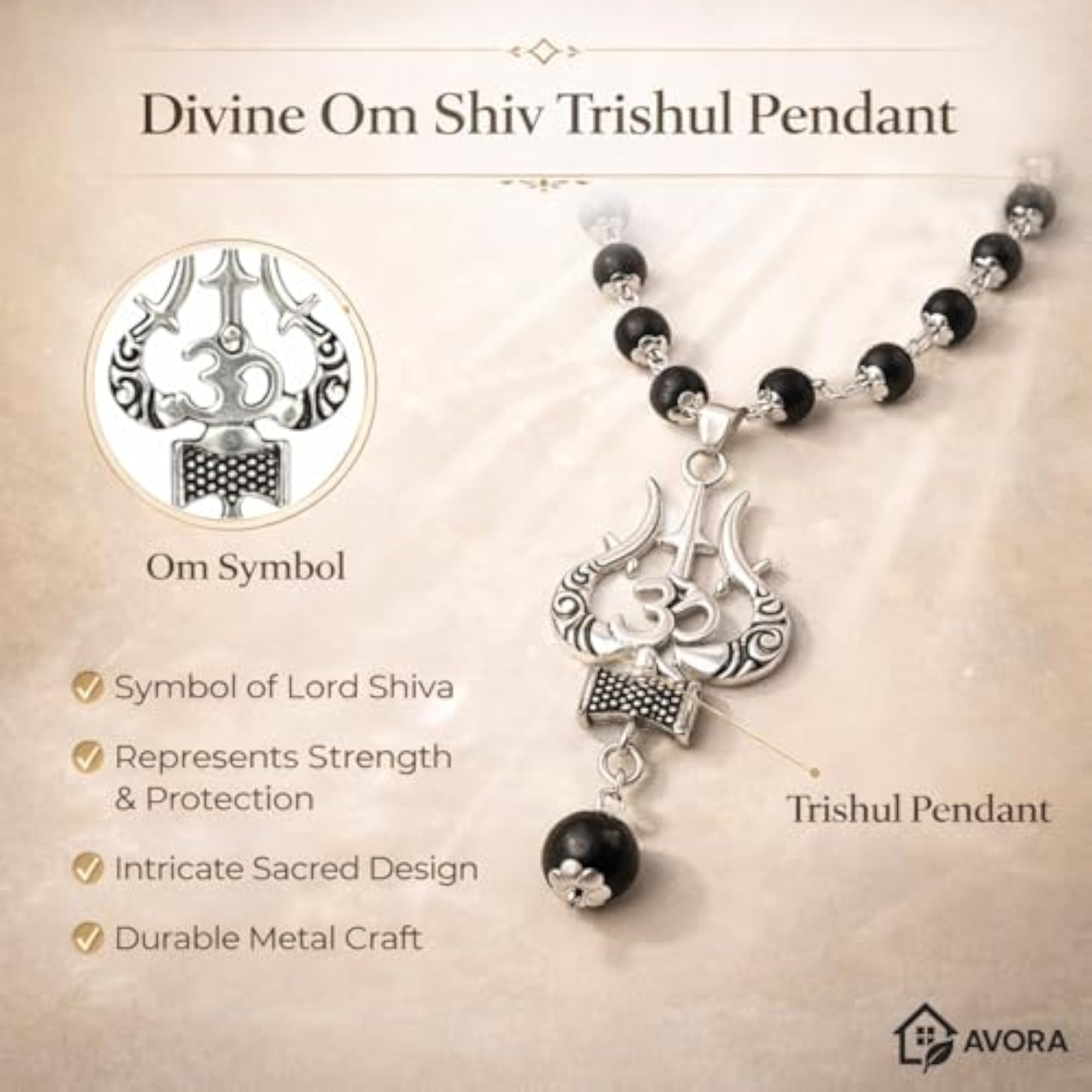 Karungali Malai Original 54 Beads with Om Shiv Trishul Pendant