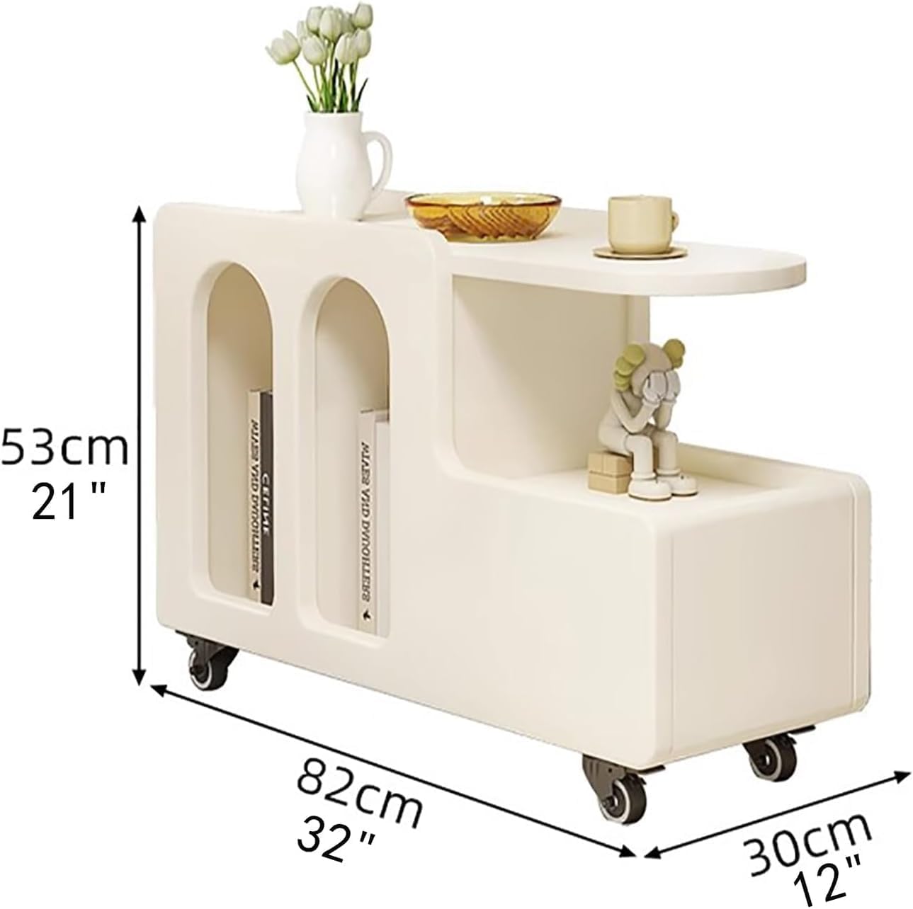 Aimery Office End Table Small End Table, Side Table with Drawer, Bed Side Table, Movable Coffee Table Trolley