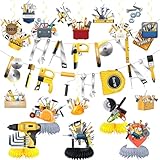 Tools Hanging Party Decorations Tools Birthday Party Decor Supplies Includes Happy Birthday Banner Toolbox Hanging Swirls Honeycomb Centerpiece