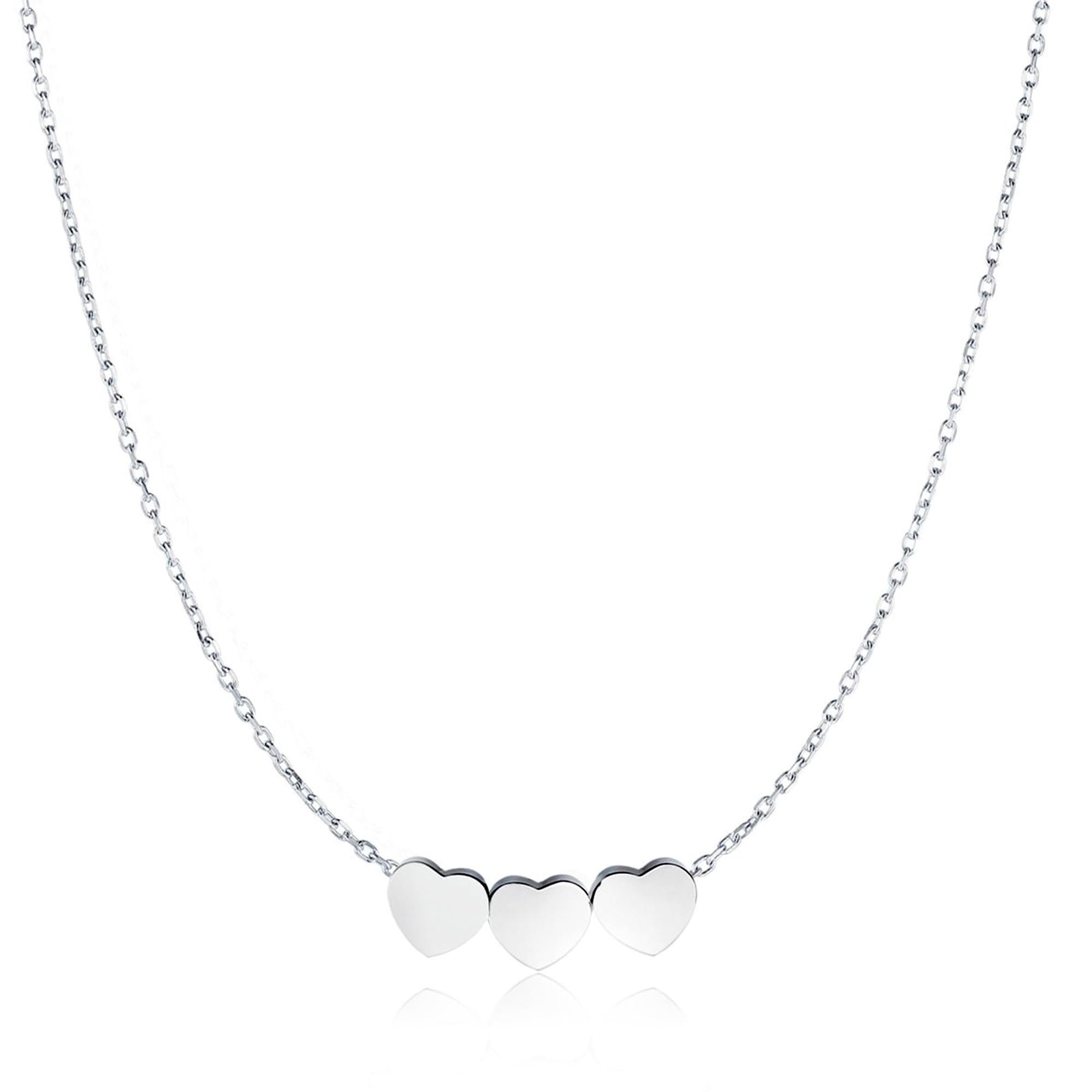 MARLION JEWELS Collar de Acero Inoxidable 316L Formado por Tres Preciosos Corazones para Mujer. Colgante de Acero Inox con Baño en Plata u Oro 18K. Perfecto Regalo de Cumpleaños. Joyas para mujer.