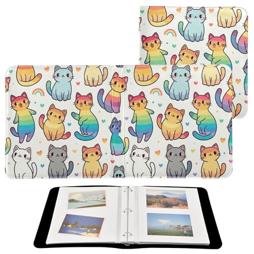 Álbum de Fotos Adhesivo DIY Scrapbook FLildon con Diseño de Gato Arcoíris, 3 Anillos, 40 Páginas, 11.8 x 11.2 pulgadas miniatura 2