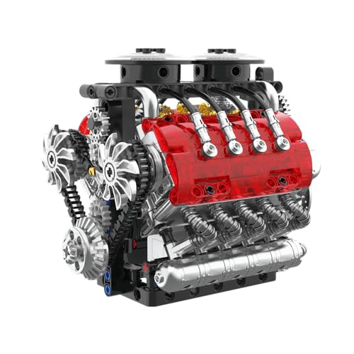 Twin Turbo V8 Engine Model Kit that Runs 548PCS Build Your Own Mini V8 Engine Building Set with Motor STEM Science Experiment Toy & Home Office Decor for Kids 8+ & Adults