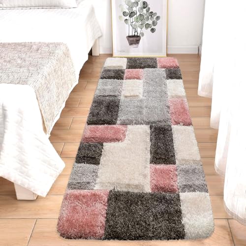 Image of 1.5x3 feet Soft Runner Rug for Living Room and Bedroom, Modern Indoor Floor Carpet with Non-Slip Backing, Comfortable Home Decor Rug, Easy Clean & Durable- (3D Pink B, Rectangular)