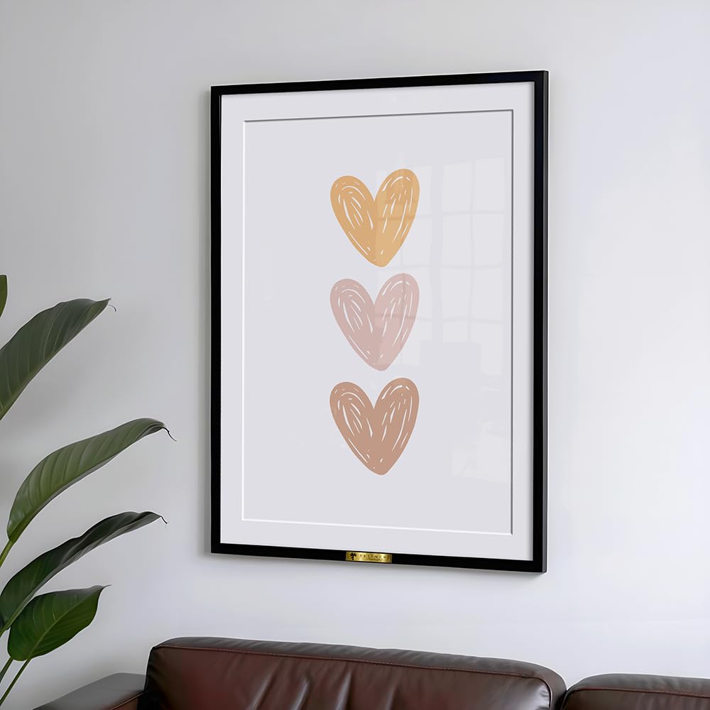 Telinchi Minimal Heart Trio Wall Art – Modern Neutral Aesthetic Painting for Living Room, Bedroom & Nursery Décor-image-20