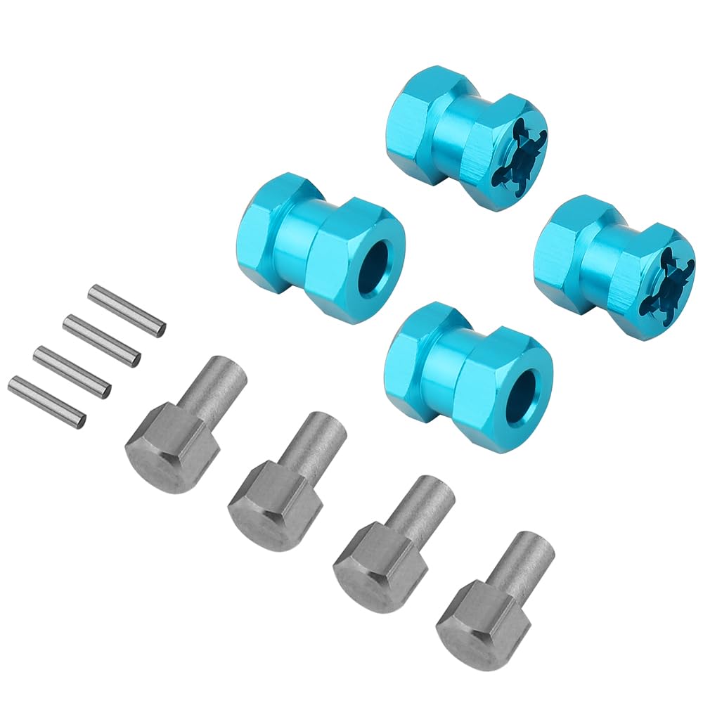 Pothyes 4PCS 12mm Aluminum Wheel Hex Hub 15/20/25mm Offset Extension Hex Drive Coupler Adaptor for 1/10 RC Crawler Car AXIAL AX10 SCX10 I II D90 CC01 F350 Upgrade Part (15mm Blue)