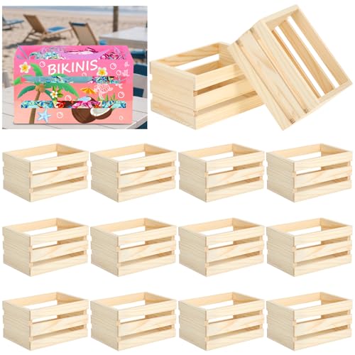 Sibosen 12PCS Decorative Wood Crates Nesting Storage Container, Samll Bikini
