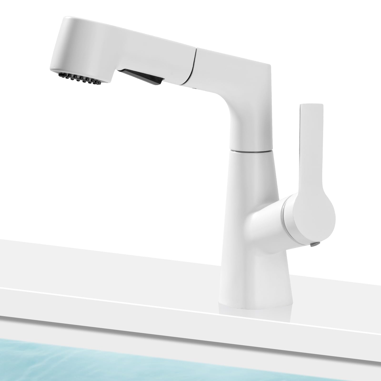 rubinetto da cucina estraibile a scomparsa con Girevole a 360 ° bianco