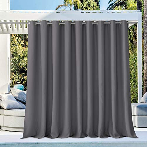 NICETOWN Patio Outdoor Curtain 140" Extra Wide Waterproof for Porch, Grommet Vertical Blinds Thermal Insulated Blackout Divider Drape for Outside Balc