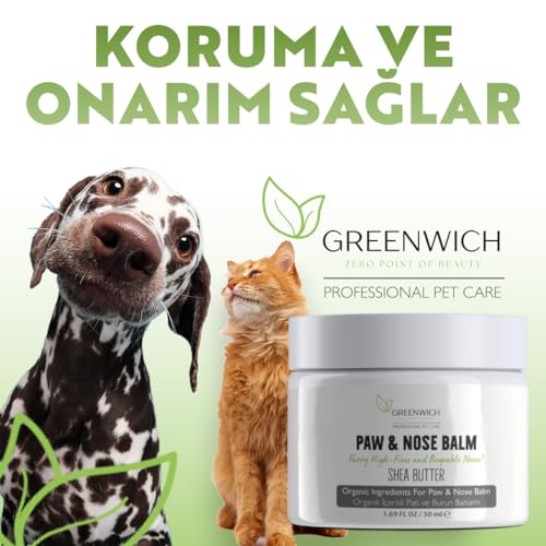 Greenwich Veganer Bio-Pfoten- und Nasenbalsam für Katzen und Hunde, Feuchtigkeits- und Rissreparaturcreme, natürlicher Schutz für trockene Pfoten und Nasen, Furry High-Fives, 50 ml