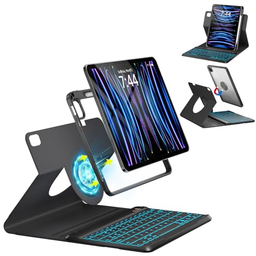 Image of OYEEICE Keyboard Case for iPad Air 13-inch (M2) 2024 | Pro 12.9-inch 6th /5th /4th /3rd Gen 2022, 360 Rotatable, 7-Colors Backlit Wireless Keyboard