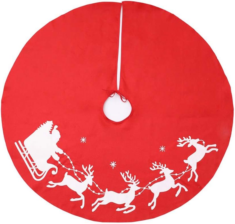 zmigrapddn Santa Tree Skirt Base Carpet - Round Large Elk Print Xmas Tree Cover Apron Mat Christmas Party Home Mall Winter Decor
