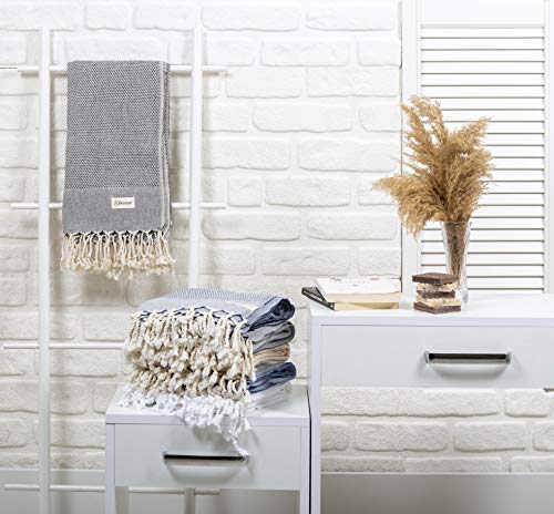 Bersuse 100% Cotton Ventura Turkish Towel - 37X70 Inches, Black #TOP2