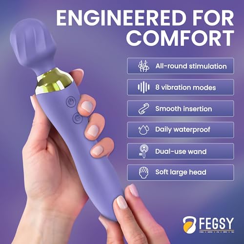 Image of FEGSY Dual Heads Massager Machine for Pain Relief, Rechargeable Wireless Body Massager with Medical Grade Silicone (Purple)