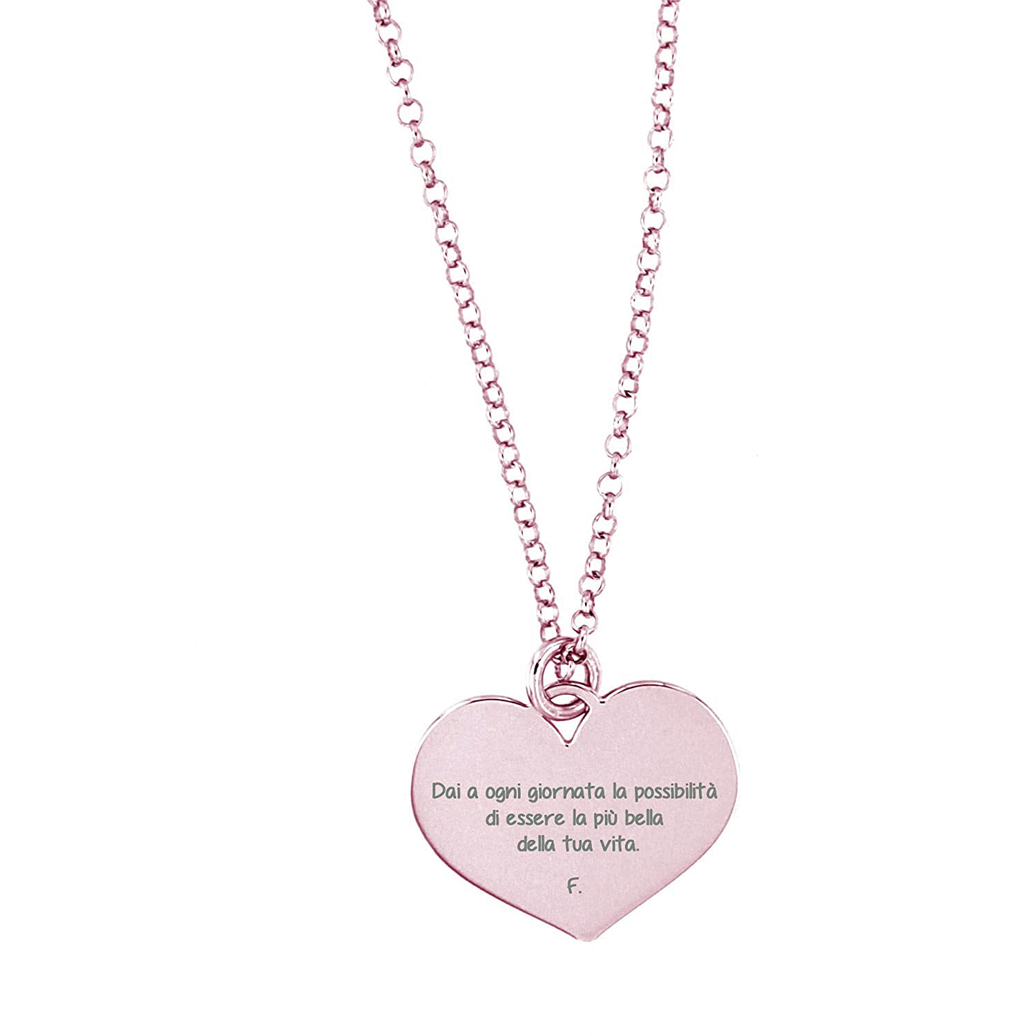 Collana con ciondolo a forma di CUORE, incisioni gratuite, in argento 925 anallergico.