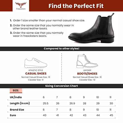 Image of Freacksters Men's Black Leather Chelsea Boots Extra Cushion Inner Sole