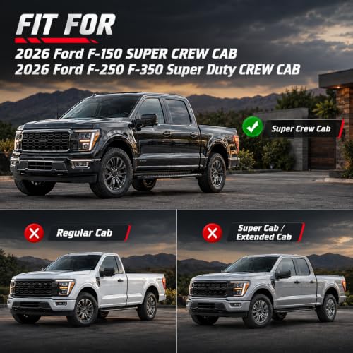 Image of Running Boards Side Steps Fit for Ford F150 SuperCrew Cab 2015-2026