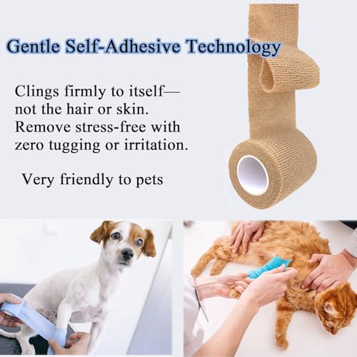 8 Rollen Selbstklebender Verband Bandage, 5cm*4,5m Verband Selbstklebend, Elastischer Fixierbinde Haftbandage Kohäsive Bandage Elastische Binde für Sport Vet Wrap Pet für Katze,Hund,Pferd