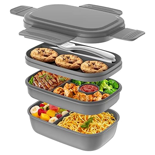 HOMETALL 3-Stack Bento Box with Utensils