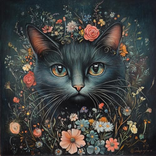 Cross Stitch With Beads Kit Animaux Chats broderie perlée débutant 40x40cm