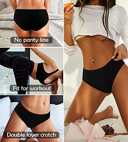 Image of Womens Underwear,Cotton Mid Waist No Muffin Top Full Coverage Brief Ladies Panties Lingerie Undergarments for Women Multipack