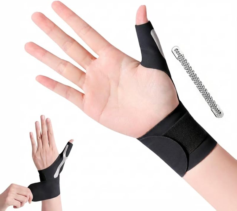 2Pcs Right and Left Thumb Brace, Adjustable Thumb Brace, Relieves Tenosynovitis and Carpal Tunnel Pain, for Daily Use, Sports and Arthritis Unisex (Black, M)