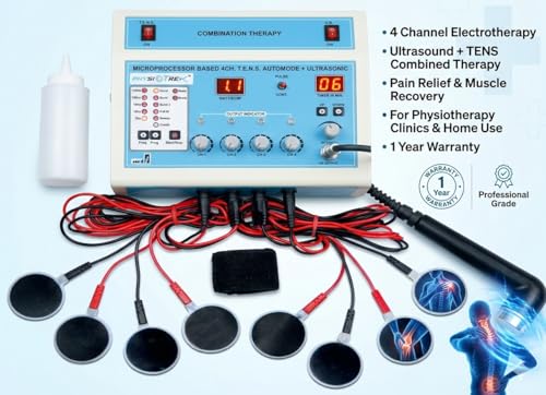 Image of PHYSIOTREX 4 Channel Electrotherapy Equipments | Ultrasound Machine for Physiotherapy | Ultrasonic With TENS | With 1 Year Warranty - Random Color
