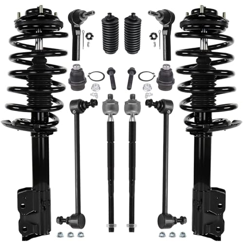 Image of Detroit Axle - 12pc FWD Front Struts Kit for Jeep 2012-2016 Compass 2011-2017 Patriot, Struts & Coil Spring Tie Rods Sway Bars Lower Ball Joints Boots 2013 2014 2015 Replacement Suspension