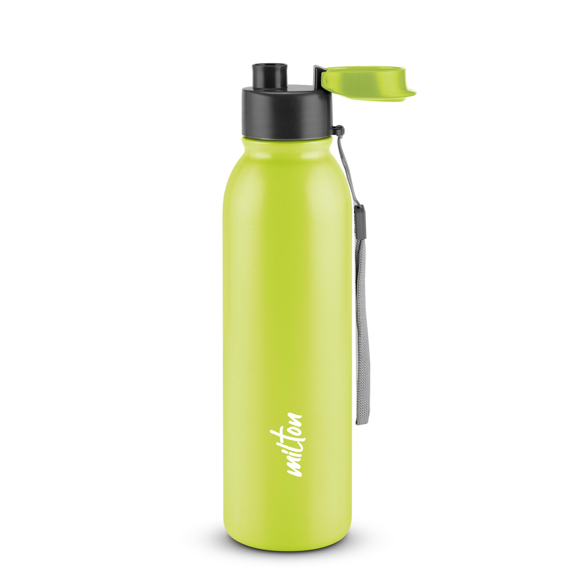 MILTON Caper 1000 Stainless Steel Water Bottle 870 ml, Single Walled, ISI Certified I Leak Proof Lid, Rust Proof I For School, Office, Gym I Neon Green