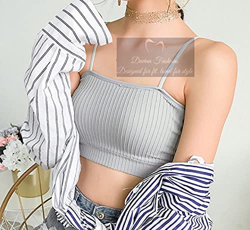 DAVINA FASHIONS Camisole Sports Yoga Tank top with Straps for Women's and Girls Free Size (26 to 34 Bust-Size) (Removable Pad) (Standard, Grey, Free Size) 2