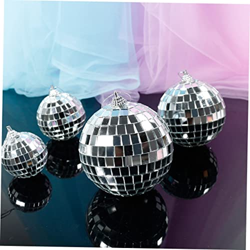 Uonlytech - 6 piezas de adornos colgantes reflectantes de espejo plateado para decoración de fiestas, bodas, eventos nocturnos y discotecas miniatura 5
