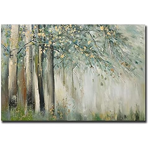 Boieesen Hand Painted Green Tree Wall Art Cover