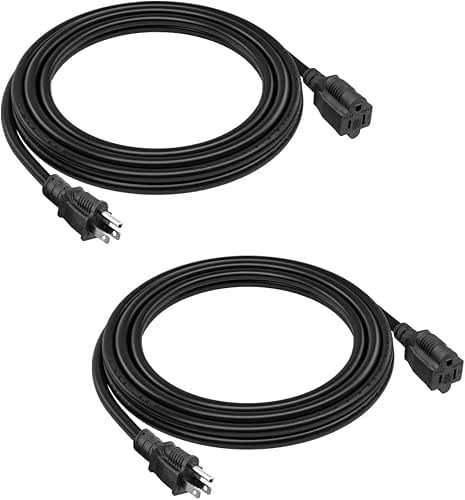 2-Pack 8ft Extension Cord Outdoor 16 AWG Heavy Duty Power