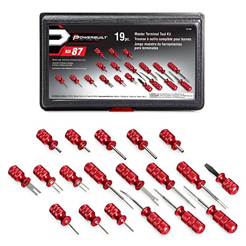 Image of Powerbuilt Master Terminal Tool Kit, 19 Piece, Release and Remove from Electrical Connectors, Prevent Damage to Sensors, Wire Harnesses - 641448