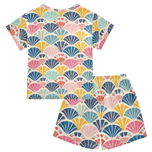 ALAZA Geometric Seashell Pajamas Short Sleeve 2 Piece Sleepwear Top and Bottom Pajama Set Unisex2