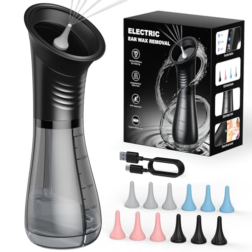 Ear Wax Removal, Electric Ear Cleaner with LED Display & Dual Tank, Ear Irrigation Kit Includes 12 Tips, IPX7, Safe & Effective Cleaning for Adults & Kids, Easy to Use