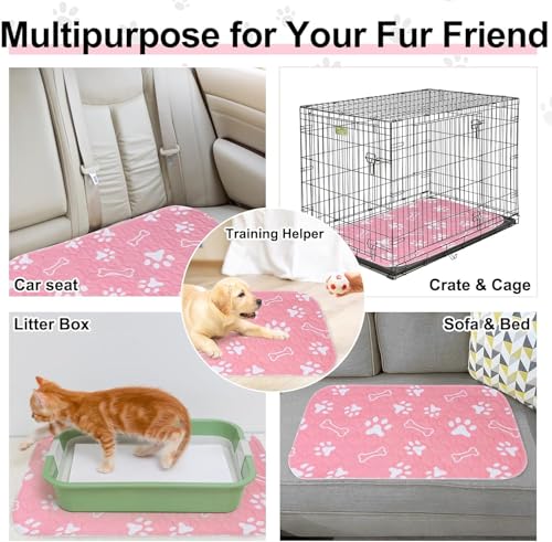 Image of BEAUTYZOO Washable Pee Pads for Dogs, 36 inch x 72 inch Extra Large Reusable Puppy Pads, Absorbent Potty Training Dog Mats, Non-Slip Pet Whelping Pads for Incontinence, Housebreak, Crate, Bed, Playpen, Pink