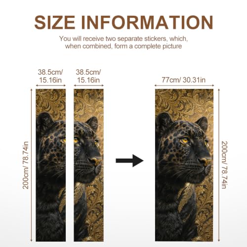 Image of Black Panther Gold Damask Portrait Door Mural 30.31x78.74in
