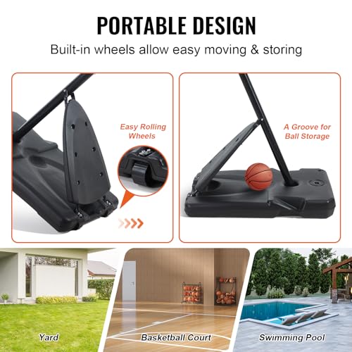 Image of VEVOR Basketball Hoop, Basketball Hoop 44 48 50 54 Inchs PC Backboard, 4.4-10FT Height Adjustable, Basketball Portable Hoop& Goal, Indoor /Outdoor Classic Basketball Court, Teen Adult School Park
