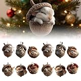 Waldtiere, -Ornamente, gemütlicher Wald, Weihnachtsschmuck, 6 Stück, Acryl, niedliche Tier-Weihnachtsbäume, hängende Dekorationen, rustikale Natur-Themen-Heimdekoration, Tierliebhaber-Geschenk