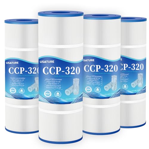 CCP320 Pool Filter Cartridges Replacement for Pentair Clean & Clear Plus 320 CCP320 R173573 Pleatco PCC80 Unicel C-7470 Filbur FC-1976 4 x 80 sq.ft Cartridges L x OD: 20-1/16 x 7 4 Pack