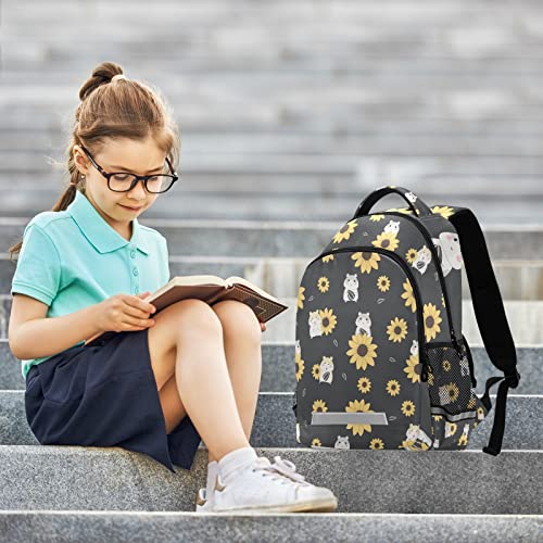 MCHIVER Cute Hamster Sunflower Backpack for Boys Girls Schoolbag Laptop Book Bags for School Students Casual Daypack for Teens Travel4